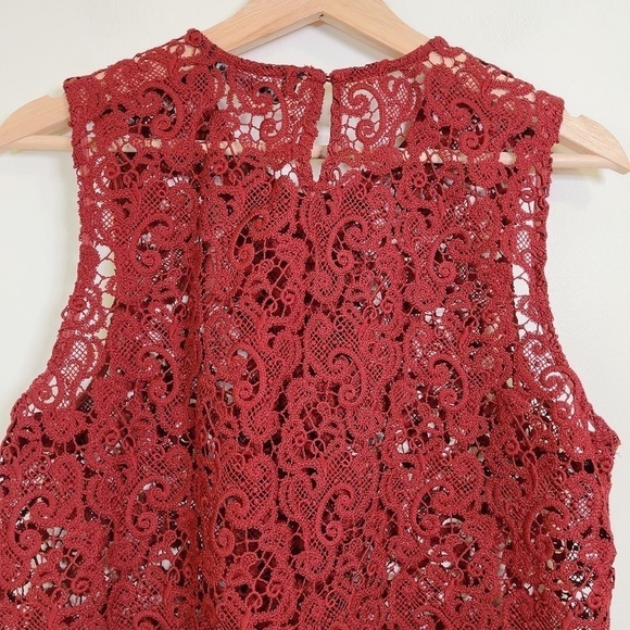 ZARA  | BURGUNDY LACE RUFFLE FRONT TOP - Picture 7 of 10